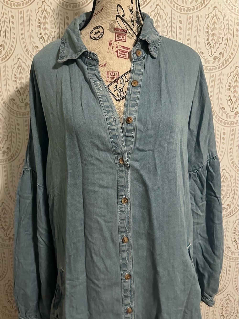 Amazon Light Blue Denim Shirt Mini Dress - Picture 4 of 6
